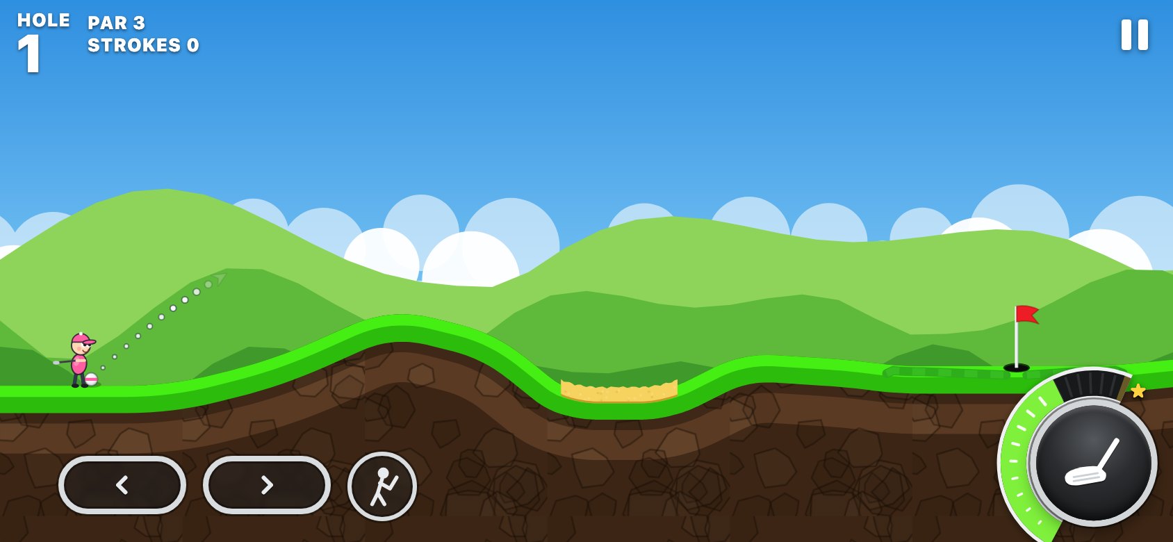 Setting the power: the meter fills lime round the GO button